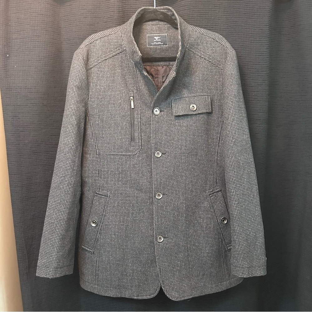 Septwolves Men’s Wool Blend Jacket Gray Houndstooth Size 52 EU / Large